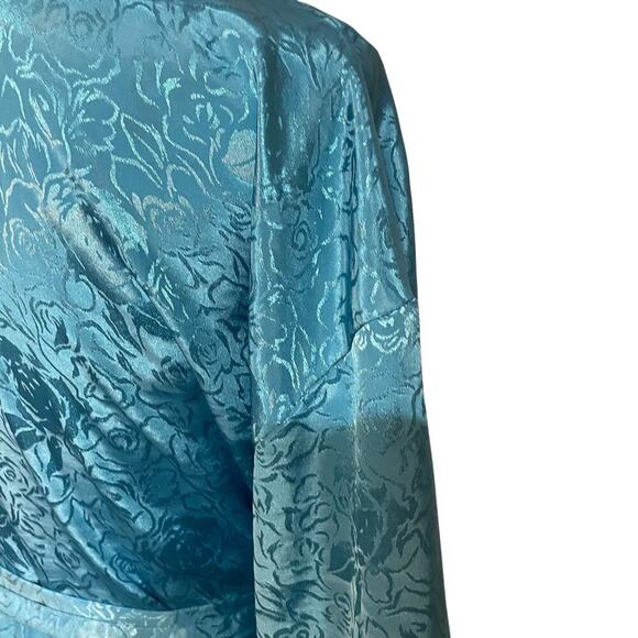 Vintage Ashley Amos Long Sleeve Blue Satin Feel Robe Women’s M - Picture 7 of 10